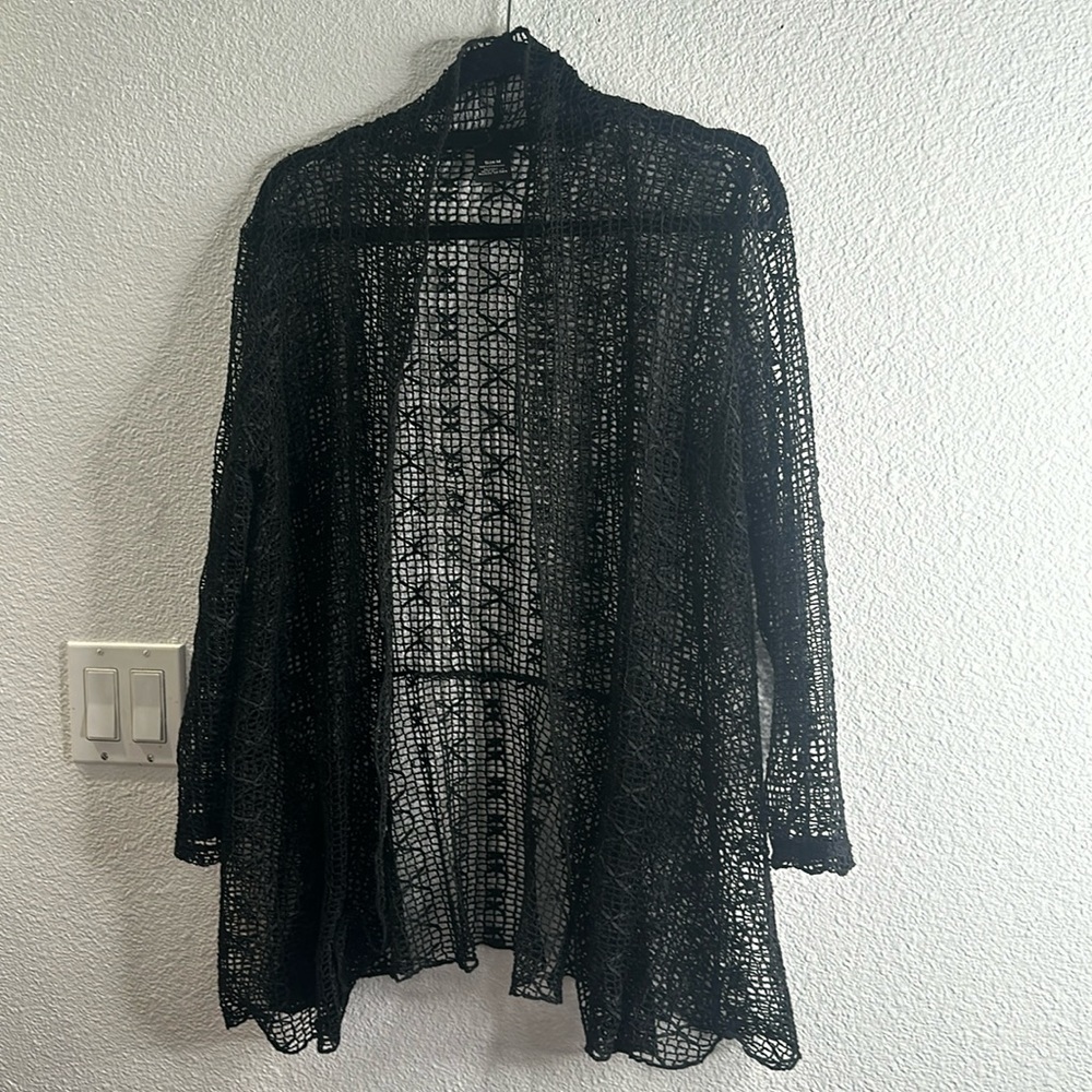 Katie Todd black beach cover up peplum open top size medium